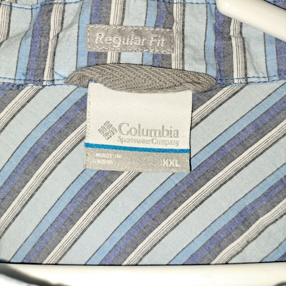 Columbia Men's Thompson Hill Yarn Dye Short Sleeve Azul Stripe Shirt XXL - Picture 8 of 9